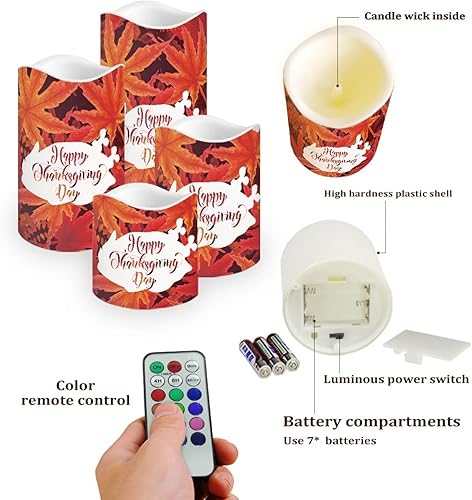 Miniatura 3 de Velas sin llama de hoja de arce de Acción de Gracias con control remoto, prácticas y duraderas, velas de luz nocturna, 12 cambios de luz, decoración