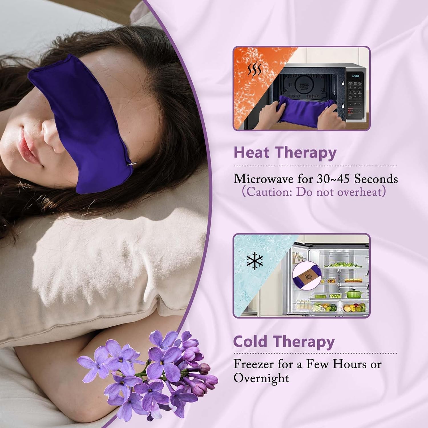 Hihealer Set di 2 maschere per occhi di seta, per dormire, yoga, spa, meditazione, impacchi umidi e freddi, cura di sé