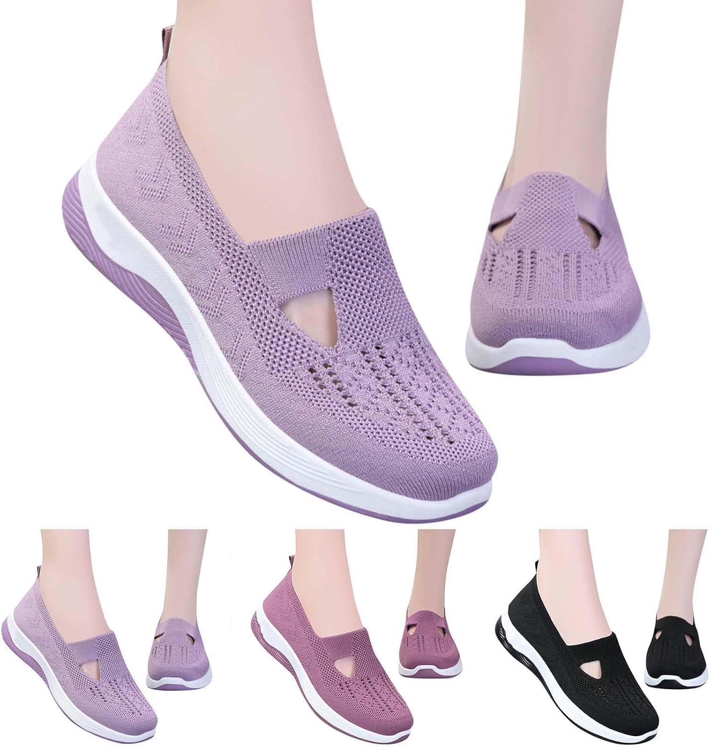 Women Woven Breathable Orthopedic Shoes Arch Support Foam Comfortable Sneakers Lightweight Slip on Orthowear Casual Fashion Soft Sole Wedge Orthopedic Shoes Comfort Wear Walking Sports Shoes - Image 4