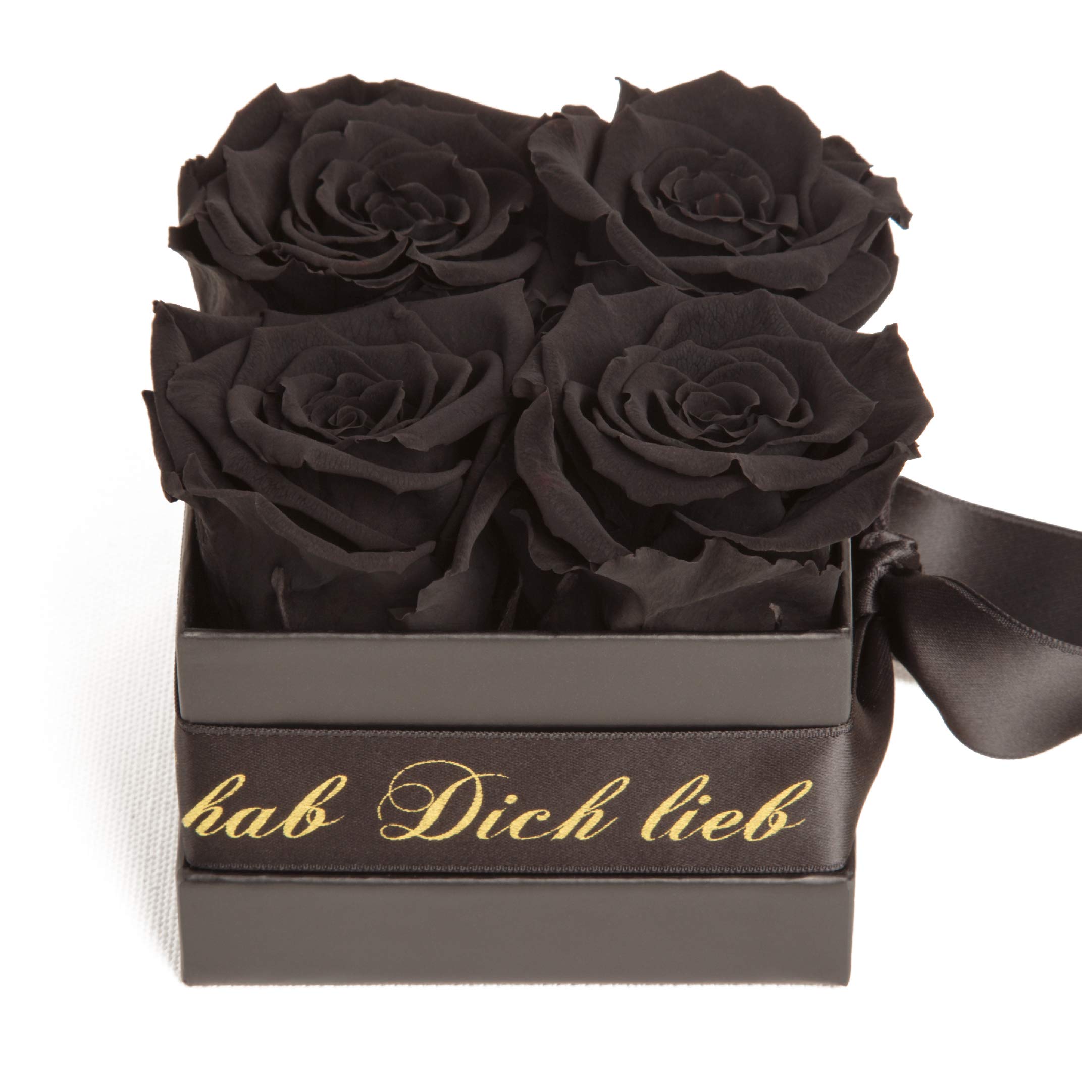 Ich hab Dich lieb Geschenkbox - Infinity Rosenbox echte Schwarze Rosen haltbar 3 Jahre 8,5 x 8,5 cm - Geschenke Valentinstag für Sie (Ich hab Dich lieb, Schwarz)