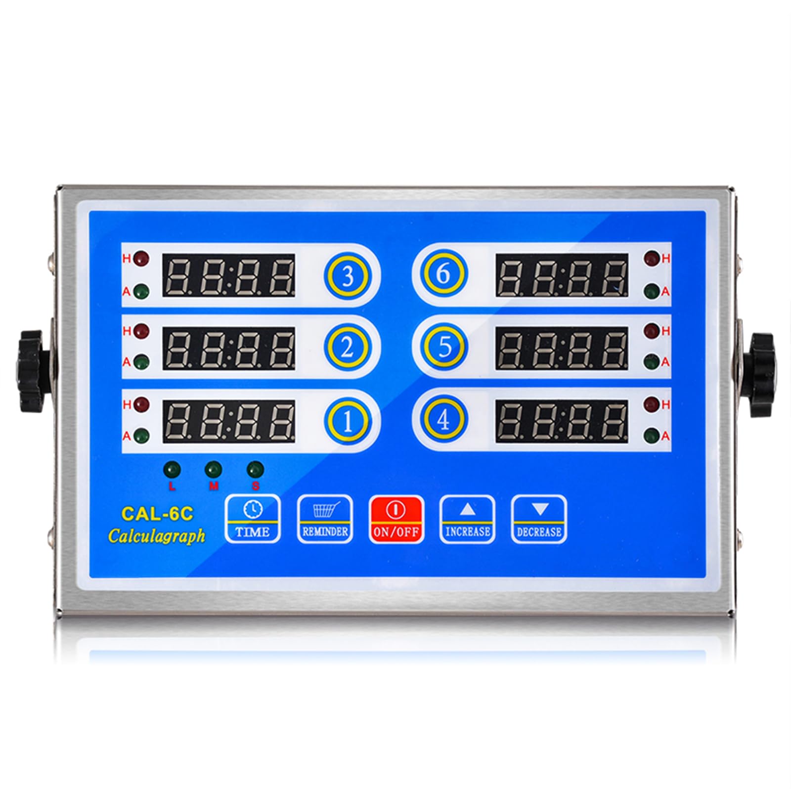 Generic Commercial 6 Channel Kitchen Timer Cooking Countdown with Clear Display Loud Ring Alarm Reminder for Restaurant Multiple Events, Blue, XZ006B