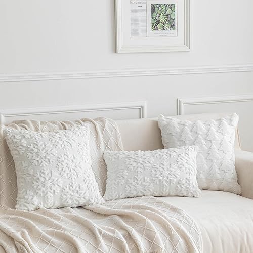 Miniatura 7 de SHITURRE Juego de 2 fundas de almohada decorativas de copo de nieve de Navidad, fundas de almohada suaves y esponjosas para decoración del hogar,