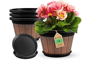 Quarut 4 Pack 10 inch Whisky Barrel Planters