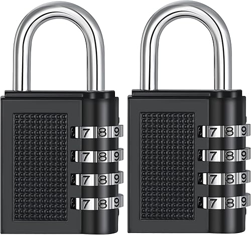 Miniatura 9 de ZHEGE Gym Lock - Candado de combinación de 4 dígitos para casillero, escuela, almacenamiento, habitación, valla, caja de herramientas (negro)