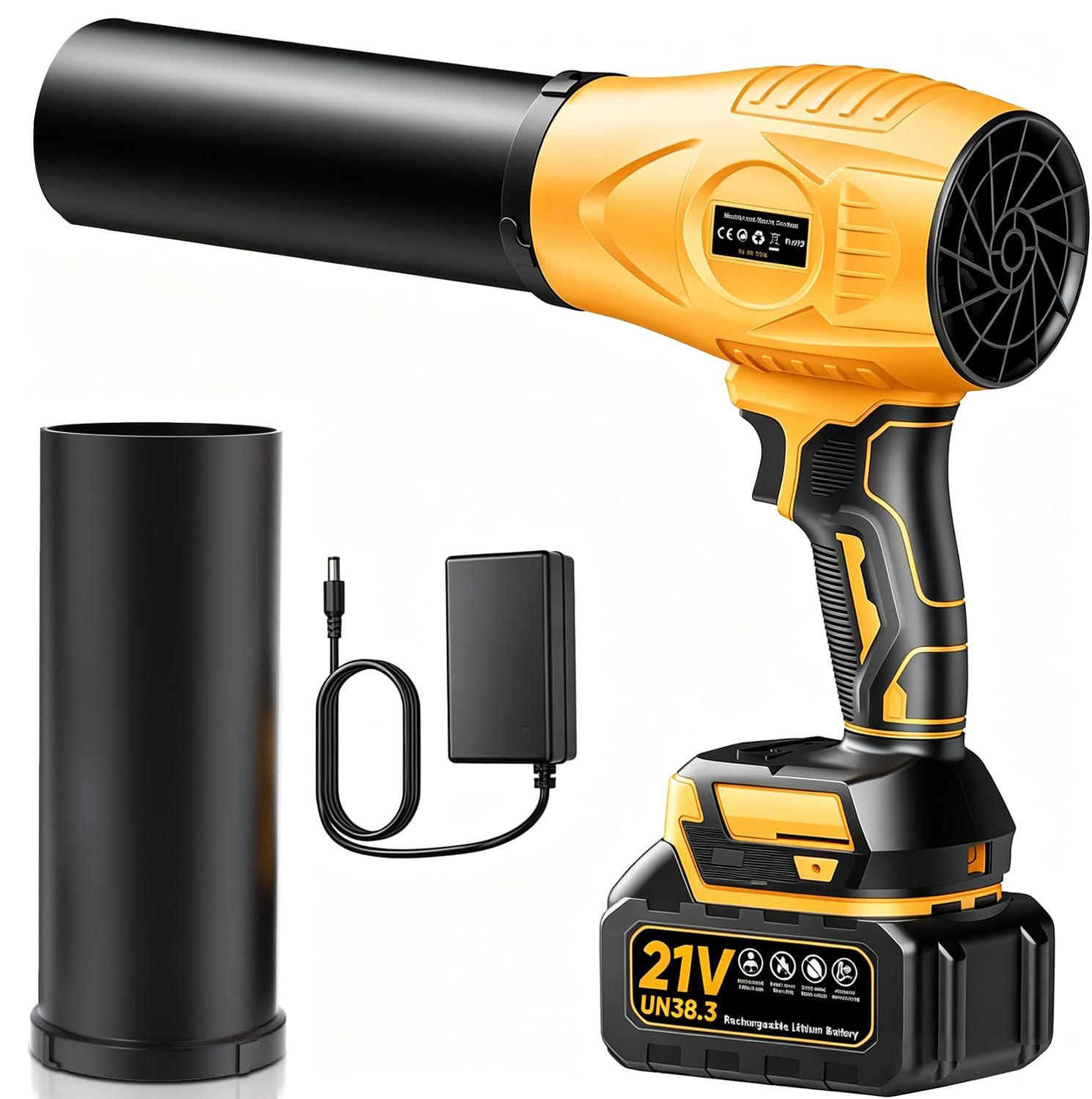 Leaf Blower Cordless with Battery and Charger, 21V Electric Handheld Leaf Blower with 1×2.0Ah Batteries & Fast Charger, Adjustable Speed, Powerful Airflow, Lightweight for Lawn Care/Yard/Leaves/Dust