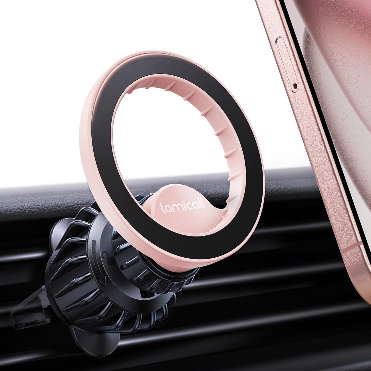 Lamicall for MagSafe Car Mount - [20 Super Magnets] Magnetic Phone Holders for Your Car, Air Vent Phone Holder Car, HandsFree Cell Phone Holder Mount Accessories for Women Men fit iPhone 17 Pro Pink NEW Upgraded - Pink