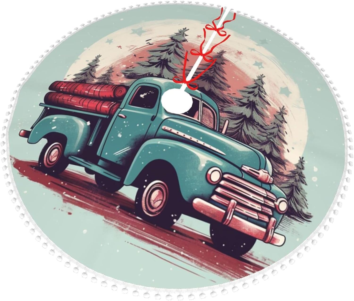 Christmas Tree Skirt Cart Pulling Lumber Xmas Tree Skirt Christmas Decorations Christmas Tree Mat Christmas Tree Skirts Xmas Decorations for Indoor Holiday Party Decor