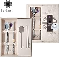 Vista 2 de [5 Sets][Hecho en Corea] Juego de palillos pegajosos de cuchara de arroz estilo coreano 430 cucharas de sopa de acero inoxidable para ramen