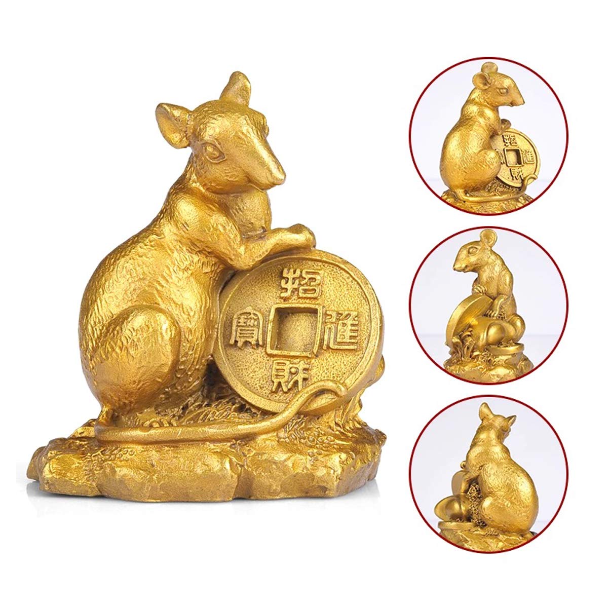 Amazon.com: Addune Feng Shui Chinese Zodiac Rat Figurine Golden