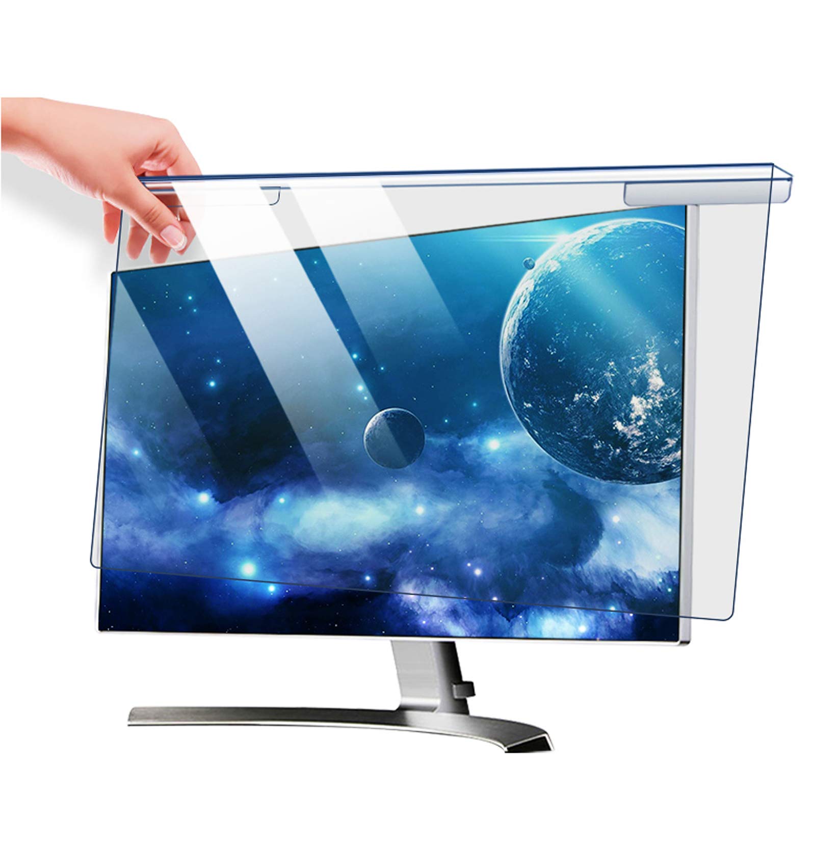 WLWLEO Komputer anty-niebieskie światło ochraniacz ekranu anty-UV ochrona oczu filtr film łatwy wiszący blokujący niebieski promień ochraniacz panel do ekranów 22-27 cali, 27 cali (620 × 370 mm)