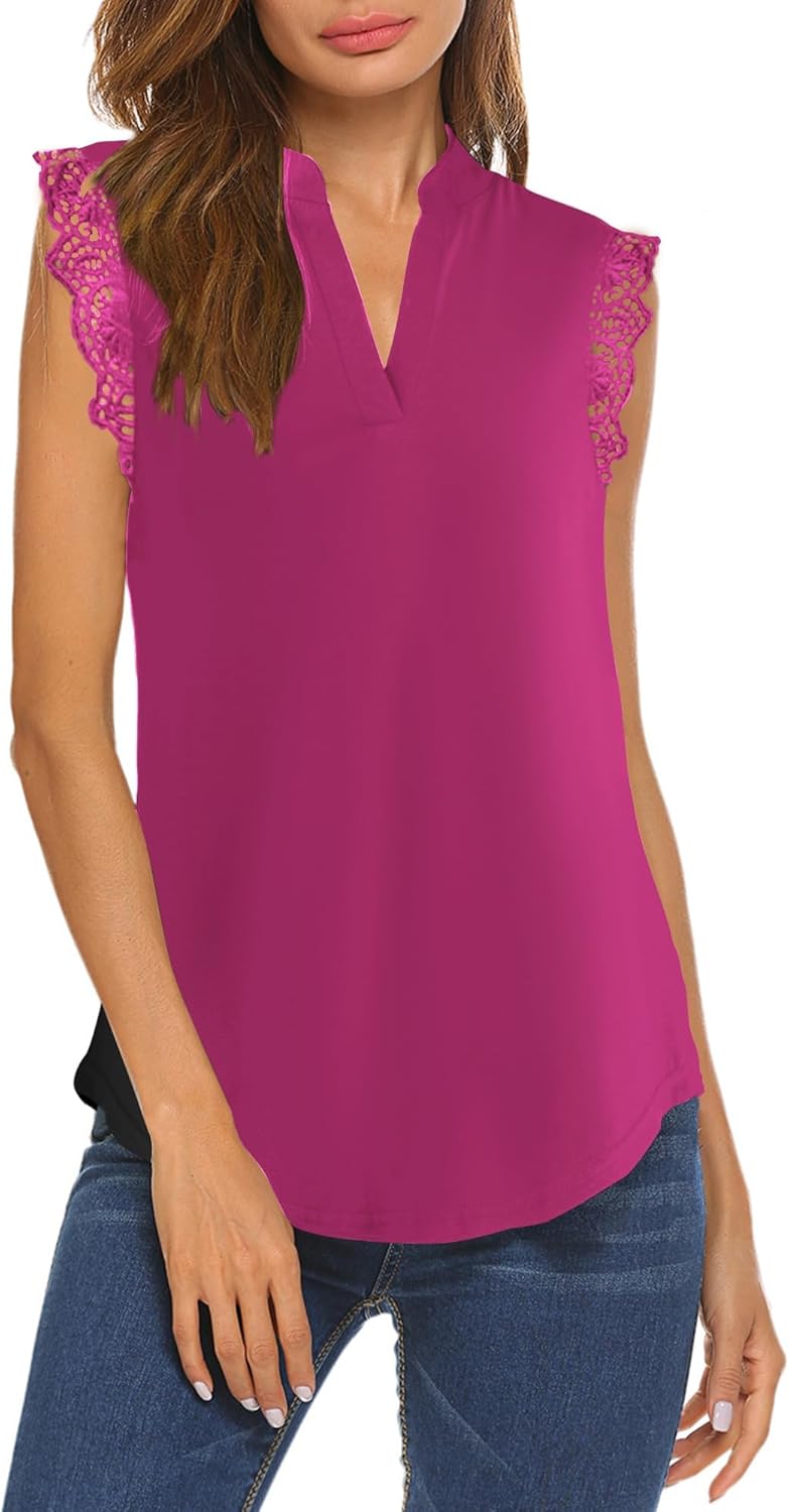 Halife Women's Sleeveless Floral Print V Neck Tunic Tank Tops Blouse Shirts - Image 4