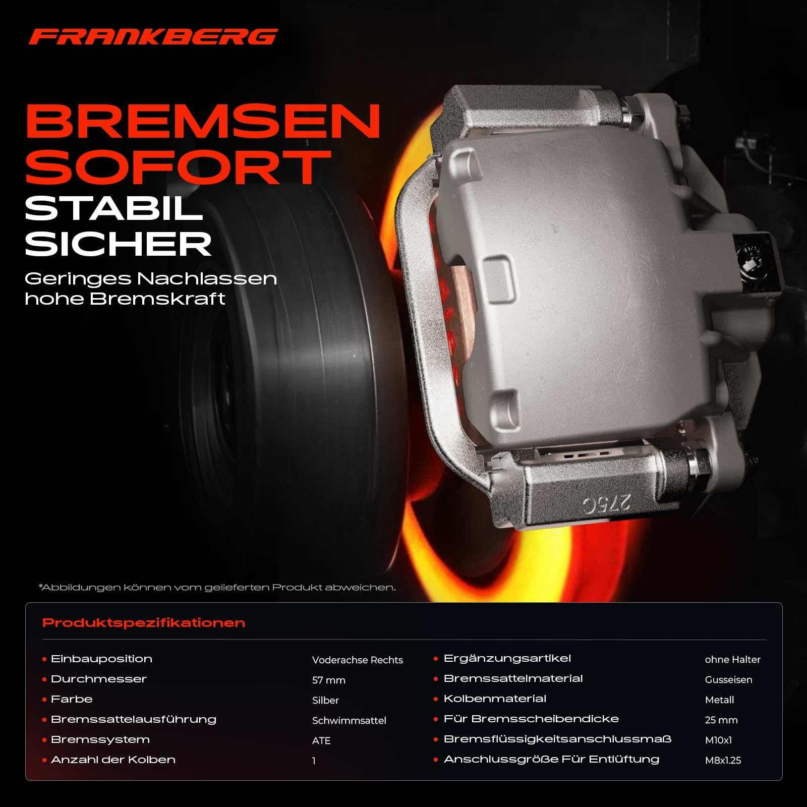 Frankberg Bremssattel Bremszang Vorne Rechts Kompatibel mit C-Max C-Max II Focus C-Max Focus II Cabriolet Focus III Focus III Stufenheck/Turnier Replace# 1682875