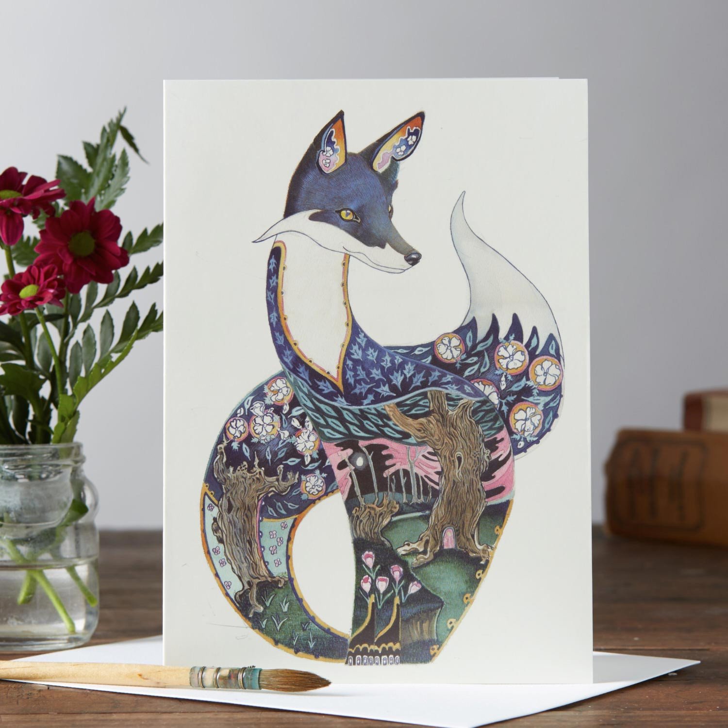 Fox at Night Card Daniel Mackie Designs 7 x 5 inches wrapped in cello with envelope