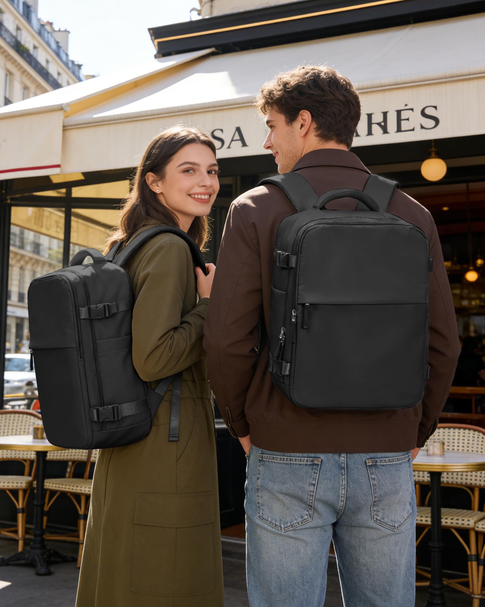 BJLFS Zaino da Viaggio con Sottovuoto Ryanair 40x30x20 Wizzair Bagaglio a mano 40x20x25 Ryanair con Pompa Borse da Cabina per Easyjet 45x36x20 con compressione sottovuoto,Zaino Casual per Laptop