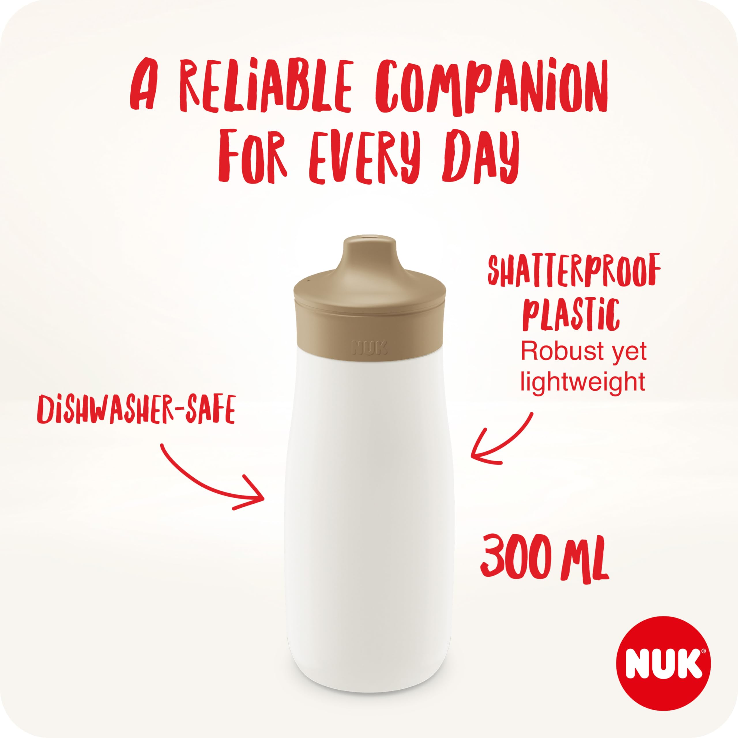NUK Mini-Me Sip Tazza per bambini | 9+ mesi | 300 ml | Borraccia per bambini | Beccuccio temperato antigoccia | Infrangibile | Mint Bee