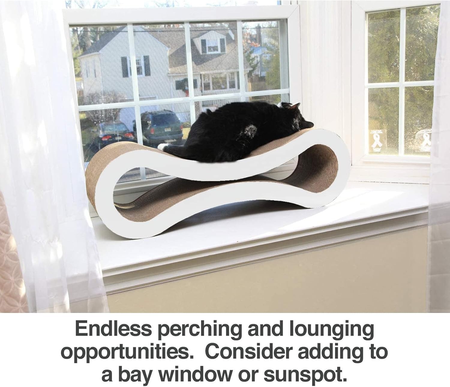 Cat Scratcher Lounge, Double Sided Infinity Scratcher Made of Recycled Corrugated Cardboard for Durability