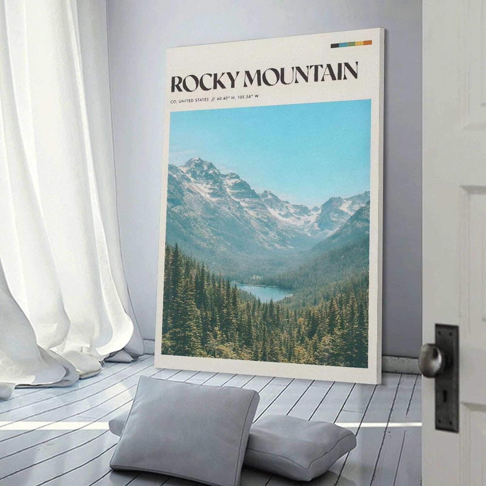 Junmoney Home Decor Wall Art Rocky Mountain National Park, 16x24inch(40x60cm), for Flats, Guest Rooms Or Compact Rooms, Wall Decor with Flexible Room Appeal