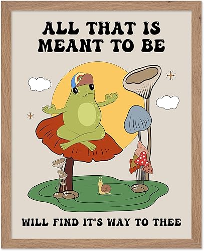 Miniatura 15 de Poster Master Póster con texto en inglés «You Are Exactly Where You Need To Be», impresión retro de rana, arte musical, arte de hongos, arte de cita