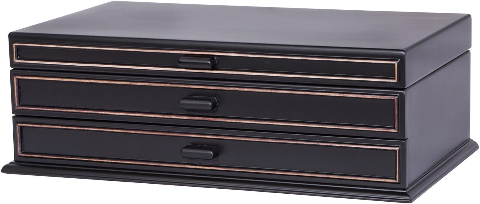 Mele Designs Jewelry Box Harlow Wooden Jewelry Box, Black Distressed Finish