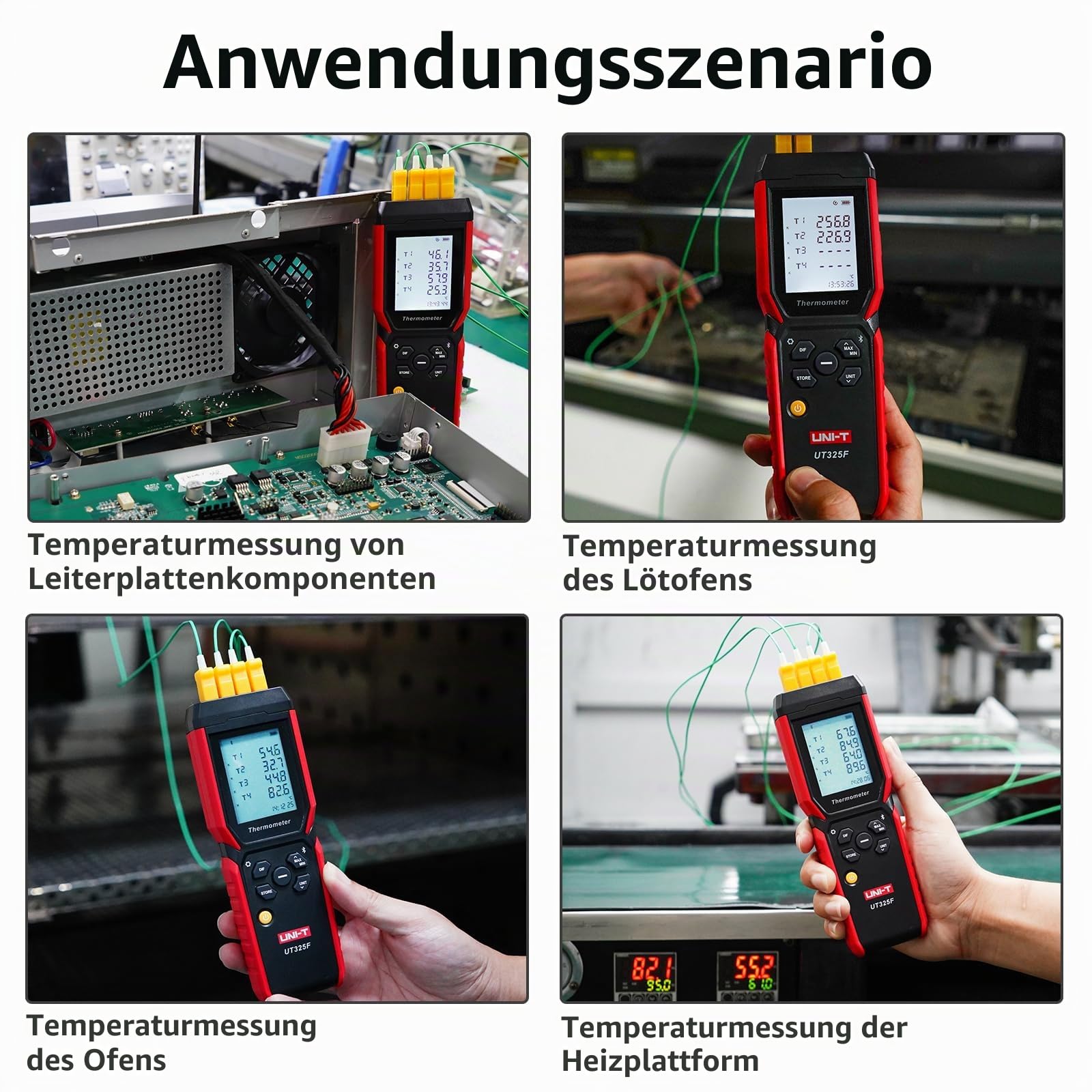 UNI-T UT325F Intelligent Industriell Klasse 4-Kanal Thermoelement Thermometer/J,K,T,E,R,S,N Typ Sonde Bluetooth Daten Lagerung