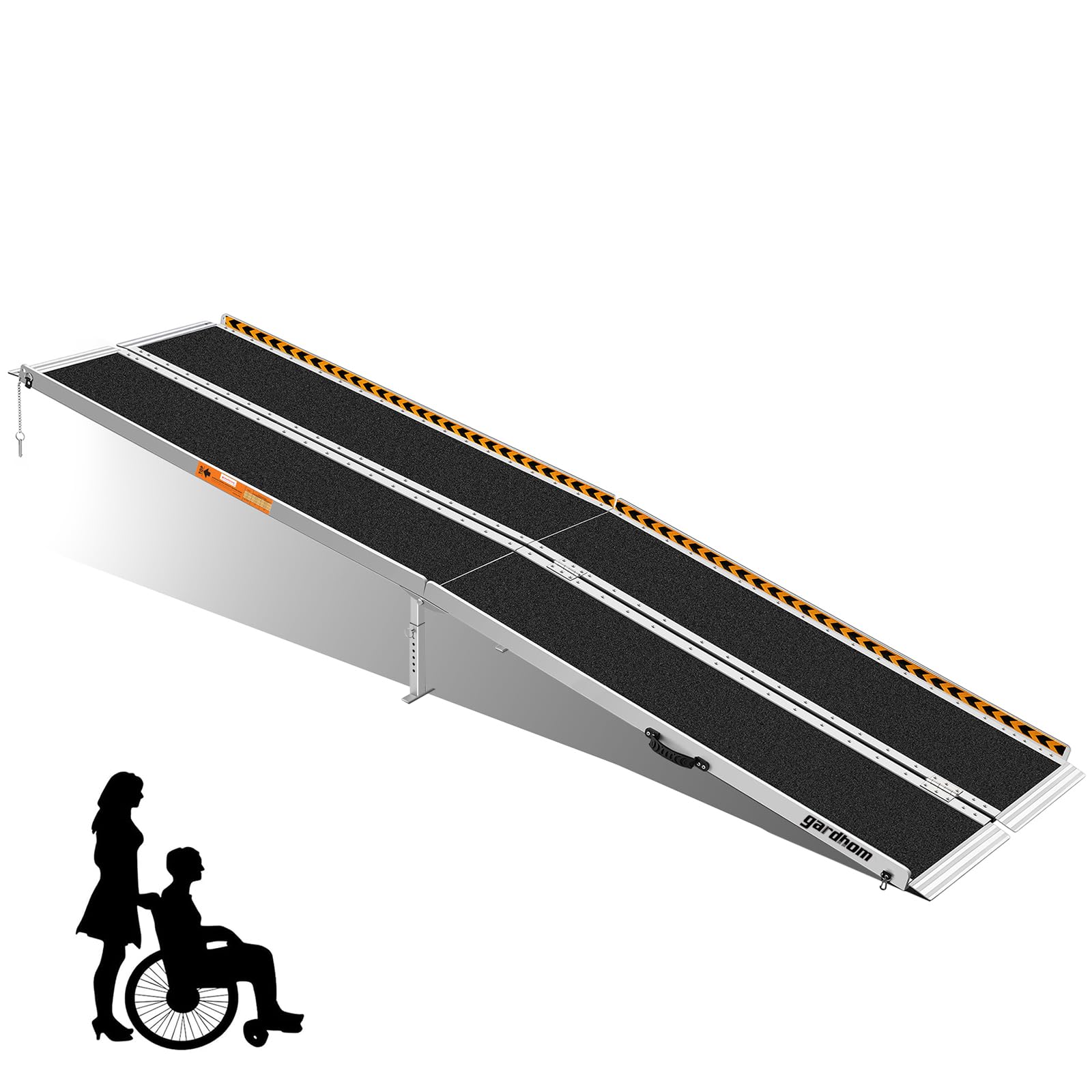 gardhom Rampas para sillas de Ruedas de 305 cm, Extra Anchas de 72 cm, Plegable, portátil, Antideslizante, de Aluminio, para umbral de Puerta, escalones, escaleras, Capacidad de Carga de 362 kg