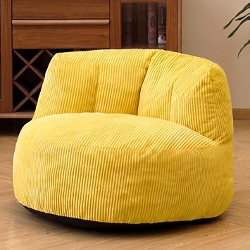 N&V Large Crescent Bean Bag Chair, Adult Size Bean Bag Sack, Foam Filling, Soft Premium Corduroy Bean Bag for Living Room Bedroom Dorm and Office Tuscany