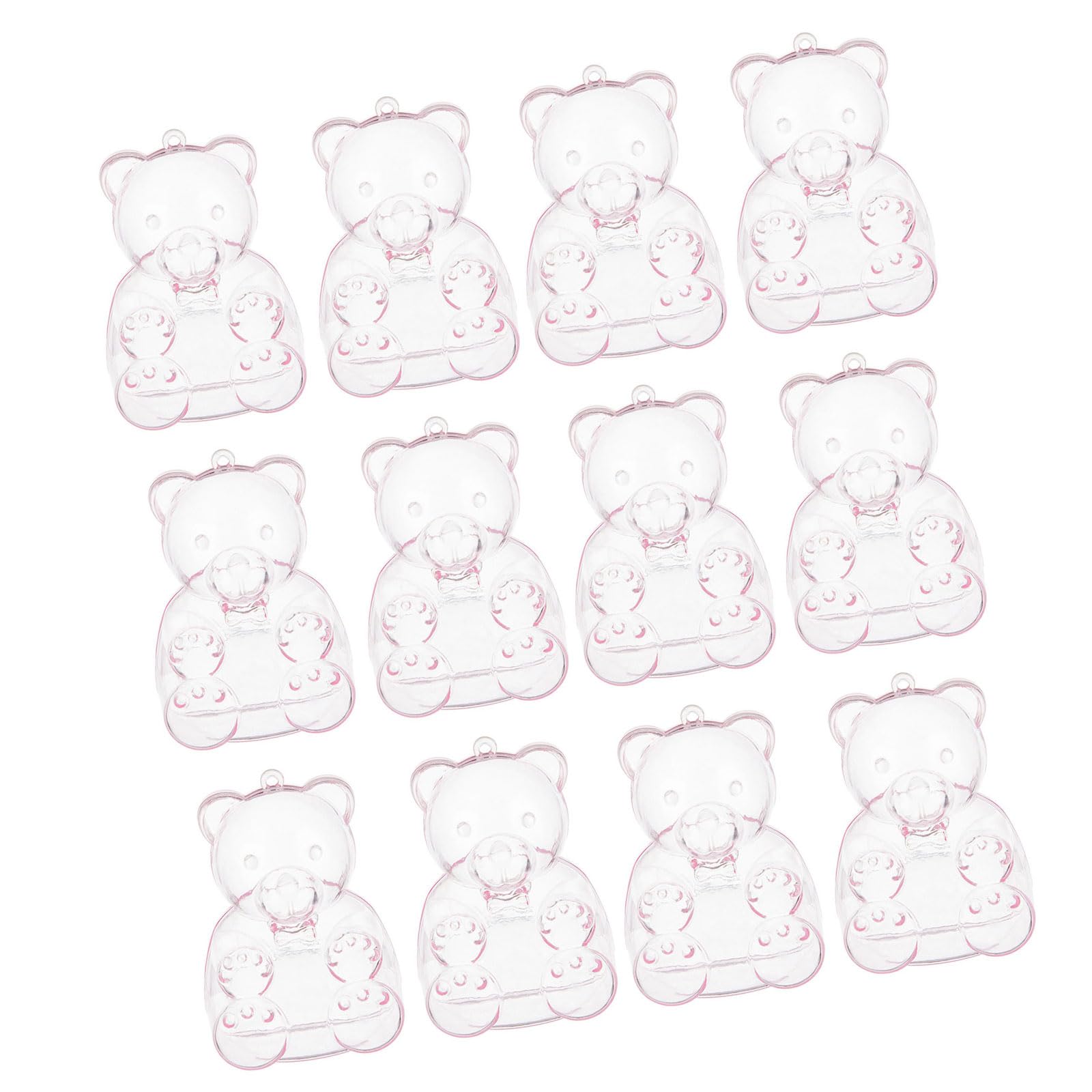 Bnsggl A 12Pcs Miniature Bear Shaped Clear Candy Box Transparents Jewelry Packaging Boxes Snacks Container With Lid