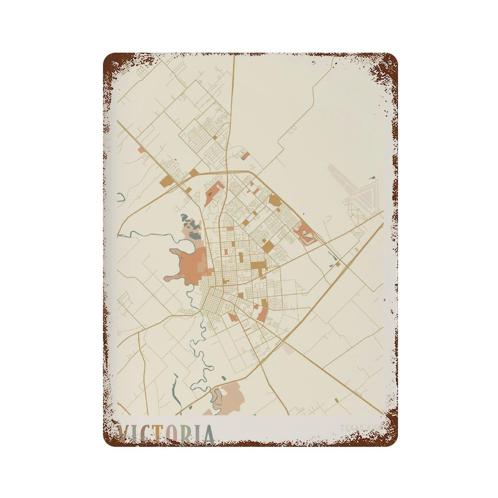 xiaoxiaoshen Victoria Map Texas Travel Gift Boho Wall Decor Art Metal Tin Poster Modern Home Decor Art Home Bar Shop Decorations Vintage Sign 40x30cm