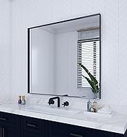 Vista 14 de VocalStar - Espejo de baño negro de 16 x 24 pulgadas para pared, espejo rectangular de esquina cuadrada con marco de metal negro para tocador