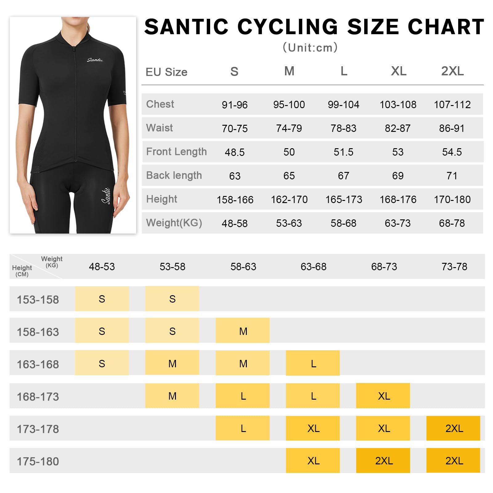 Santic Maillot Cyclisme Femme Manches Courtes Tissu Respirant avec Séchage Rapide & UPF50+