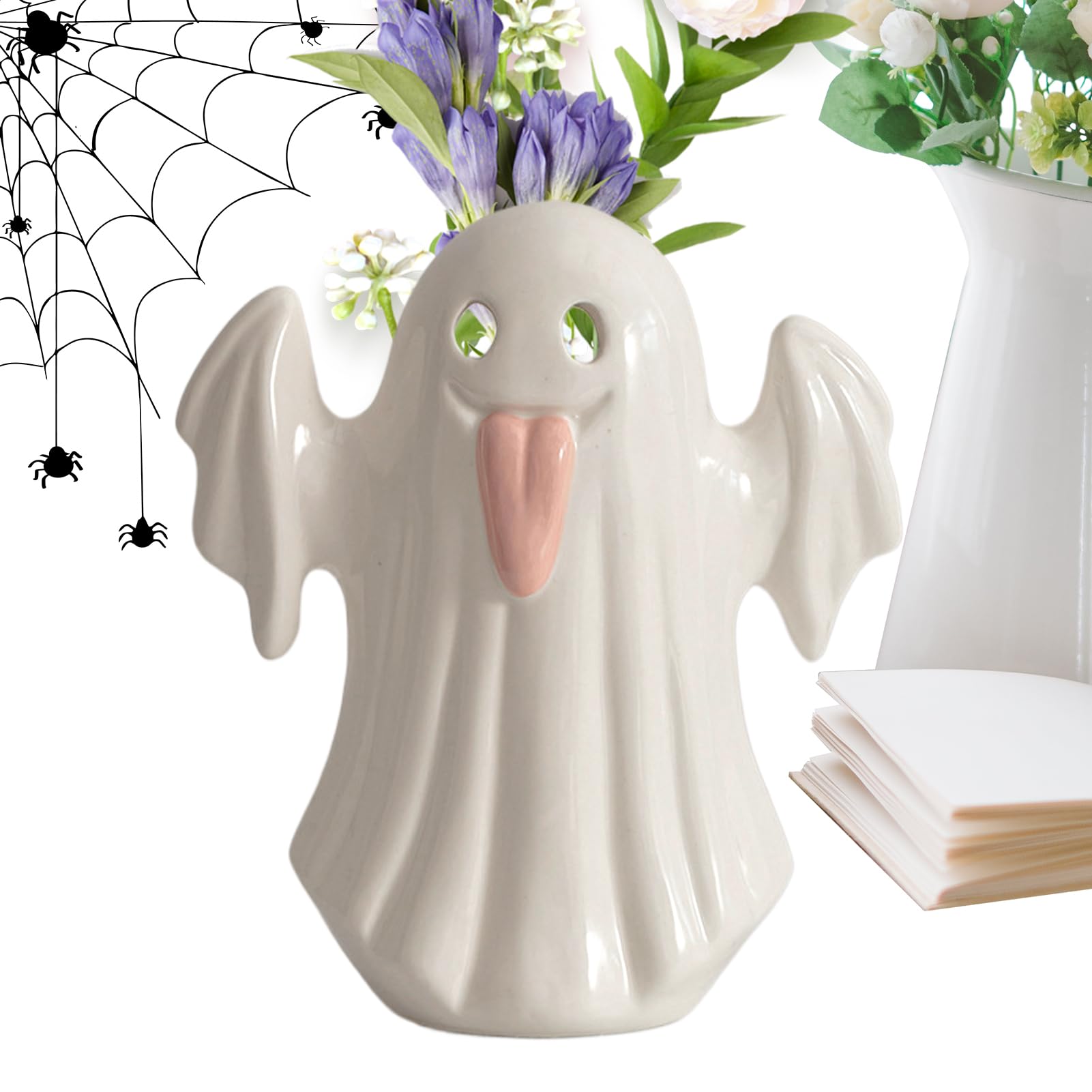 Figurines mignonnes décoration de bureau et vase fantôme Halloween