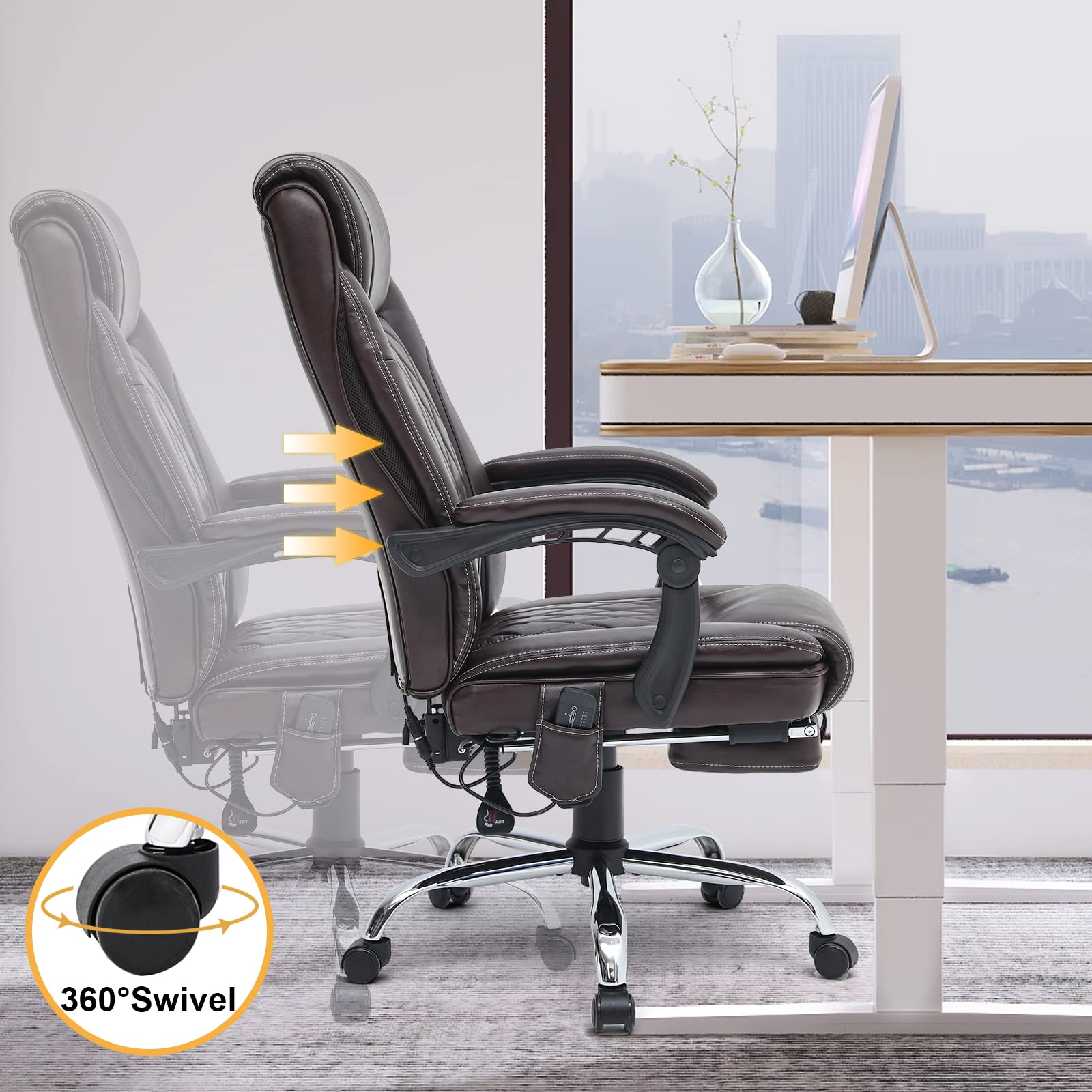 HOMREST Executive Office Chair, DiamondStitched PU Leather Adjustable