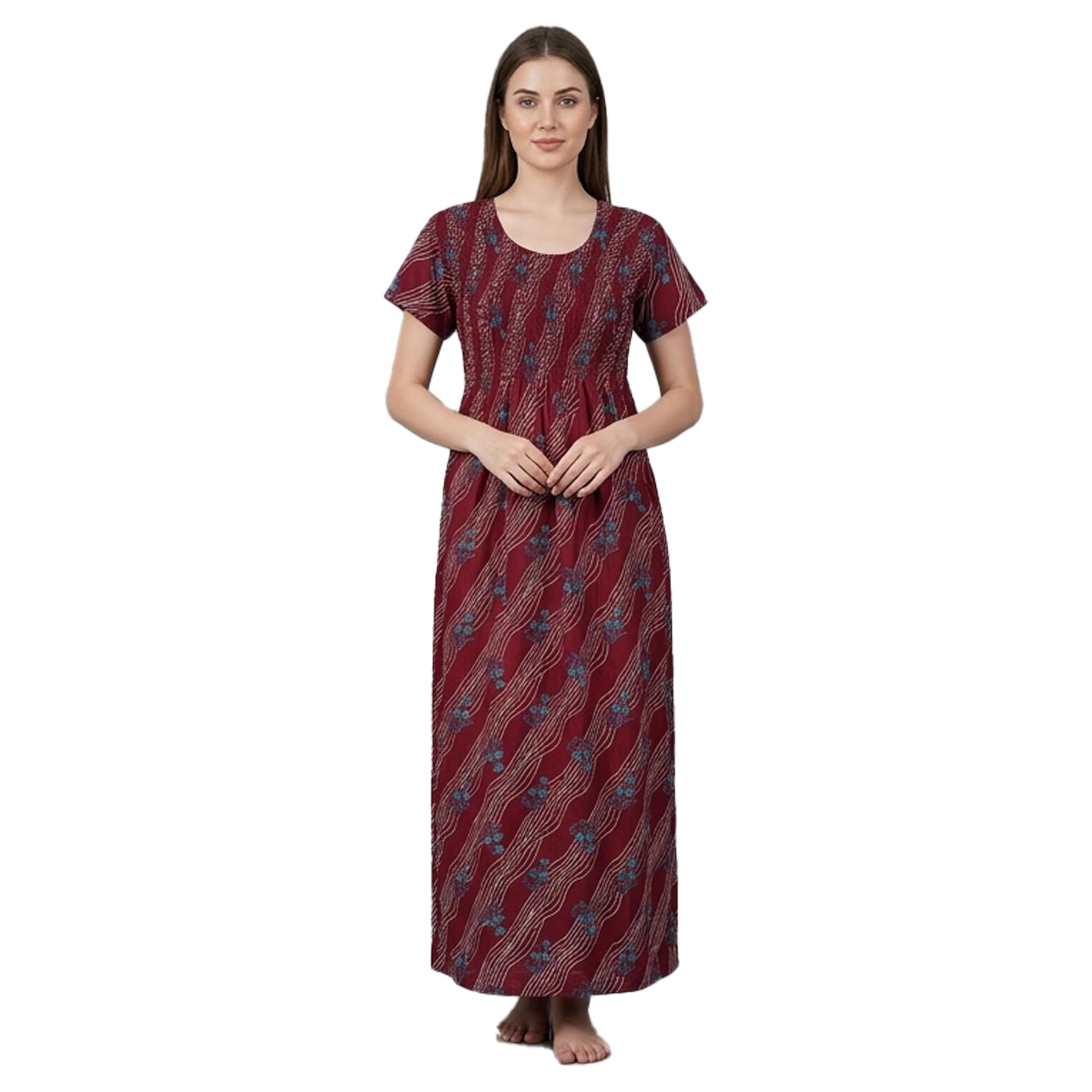 Smoking Nighty for Women in Cotton with Side Pocket-picture-40