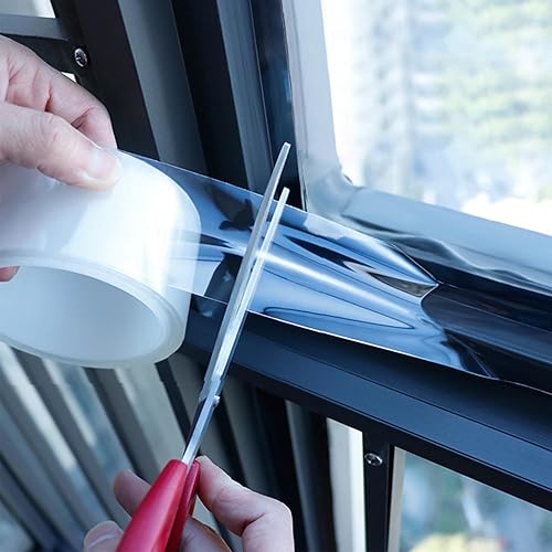 Transparent Window Weather Sealing Tape 2 Inch x 33 FT Weather Stripping Residue-Free Clear Window Insulation Caulk Tape for Doors Windows and Shower Glass Gaps Bathroom