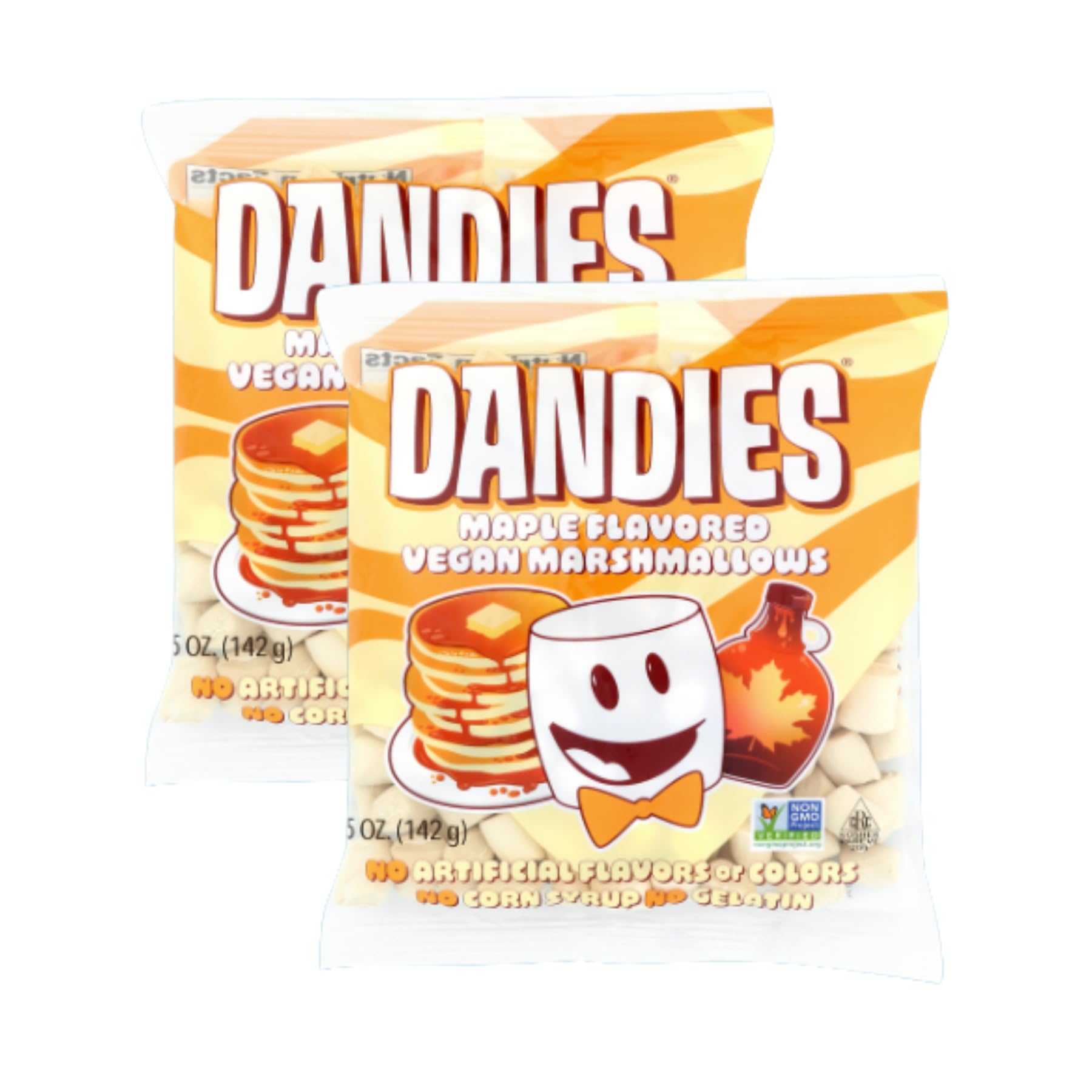 Maple Vegan Marshmallows, No Artificial Flavorings, Food Dyes, Corn Syrup, or Gelatin, Perfect for Roasting, S’mores, or Snacking (Maple, 2 Pack, 5 oz each)