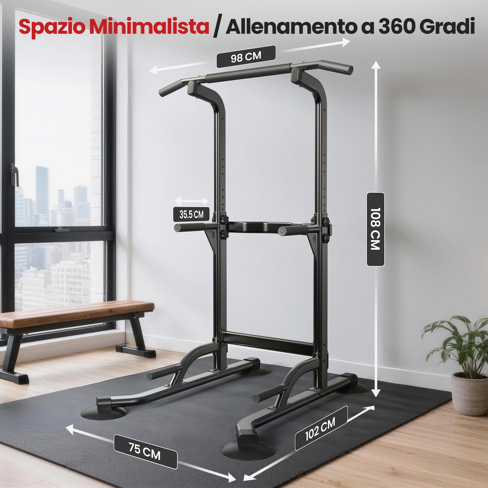 Dskeuzeew Power Tower Station de musculation multifonction avec barre de traction et chaise romaine Hauteur réglable