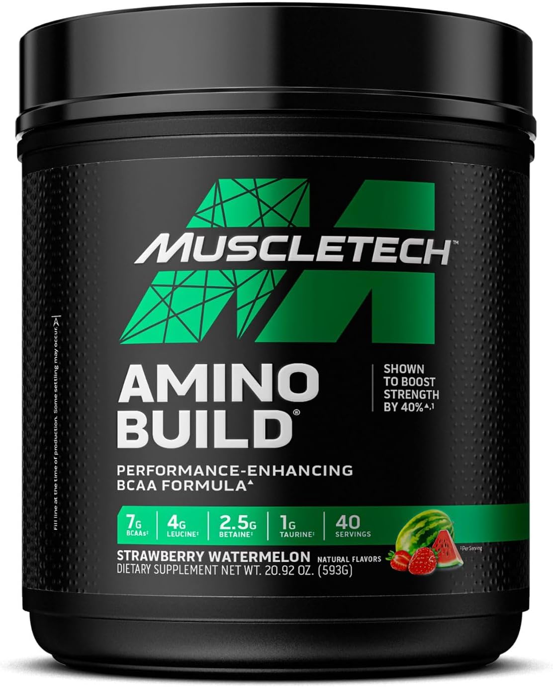 BCAA Amino Acids + Electrolyte Powder | 7g of BCAAs + Electrolytes Support | Build Lean Muscle & Boost Endurance | Strawberry Watermelon | 593 grams | 40 servings