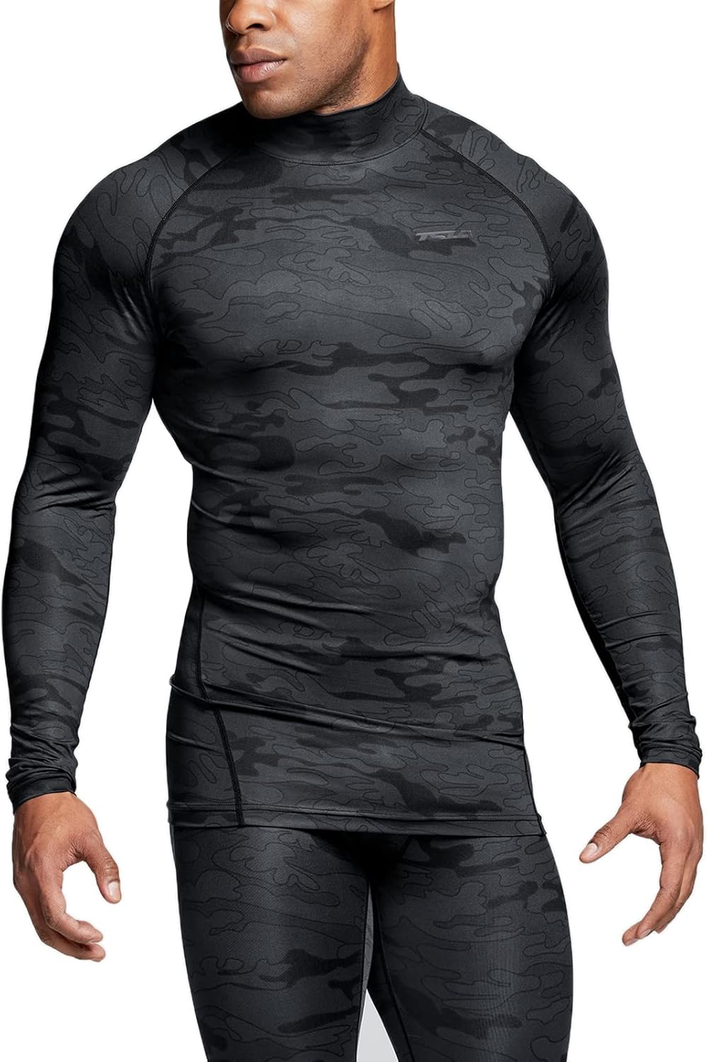 TSLA Men's UPF 50+ Mock Long Sleeve Compression Shirts, Athletic Workout Shirt, Base Layer for Water Sports
