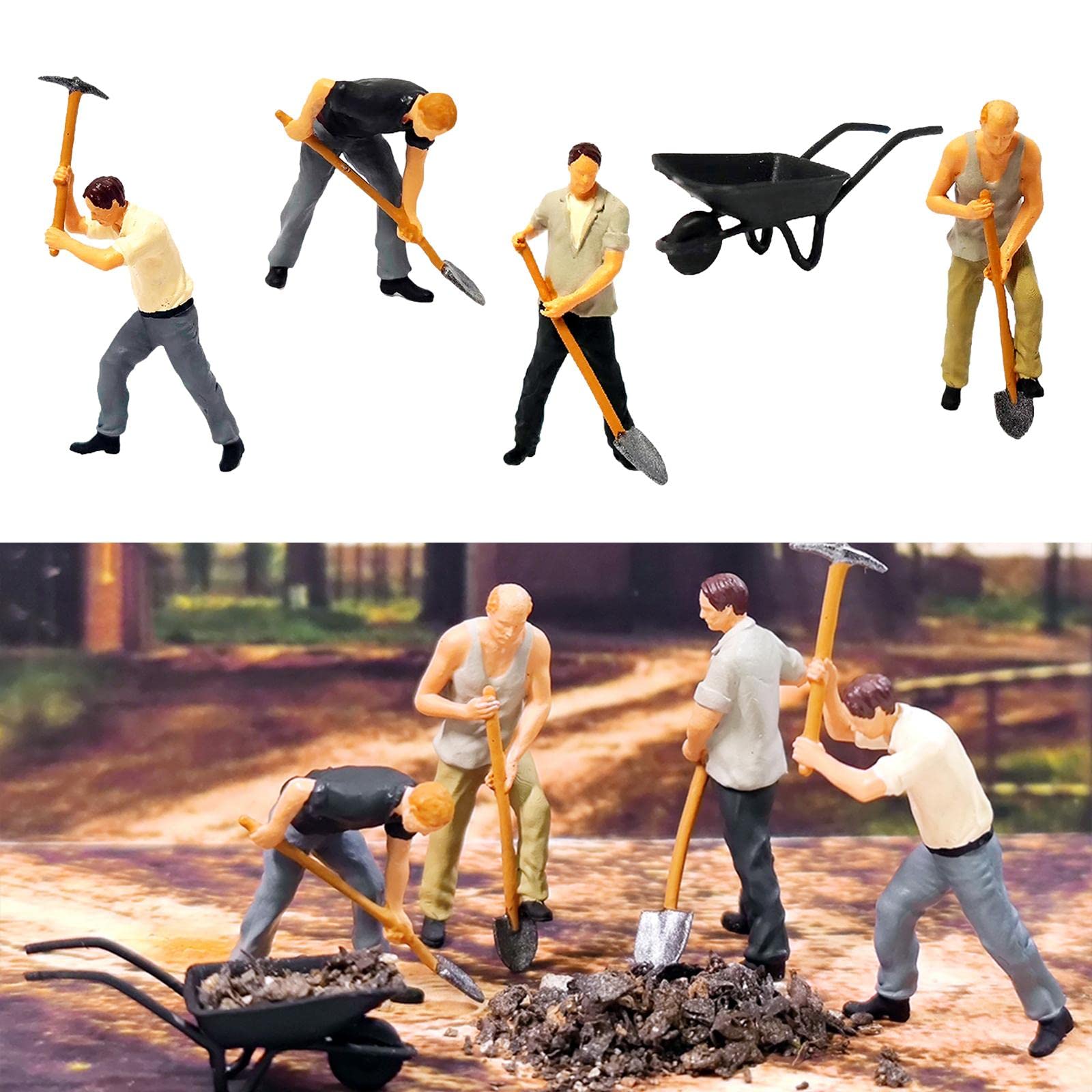 Realistische 1/64 bemalte Figuren für DIY-Projekte, Sandtisch-Layout 1:87, 2 Stück