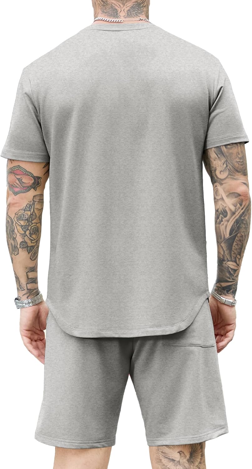 JEMLDL Men's 2 Piece Loungewear Set Short Sleeve Shirt & Shorts Summer Outfits Casual Comfortable Tracksuit