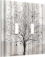 Vista 64 de Puerta de castillo de madera de mediados de siglo, estilo griego, cubierta de interruptor de luz de palanca individual, placa decorativa de pared