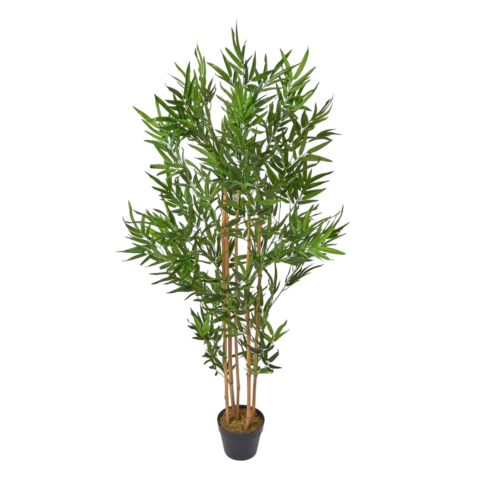 HOMESCAPES Artificial Bamboo Tree 155cm (5ft) Fake Plant with Black Pot – Realistic Indoor Replica Plant for Home & Office