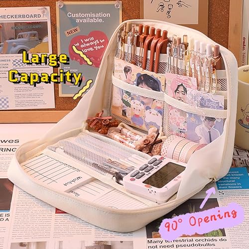 Miniatura 3 de Estuche para lápices, bonito estuche kawaii de gran capacidad con cremallera estética, organizador para oficina, espacio de trabajo, accesorios de