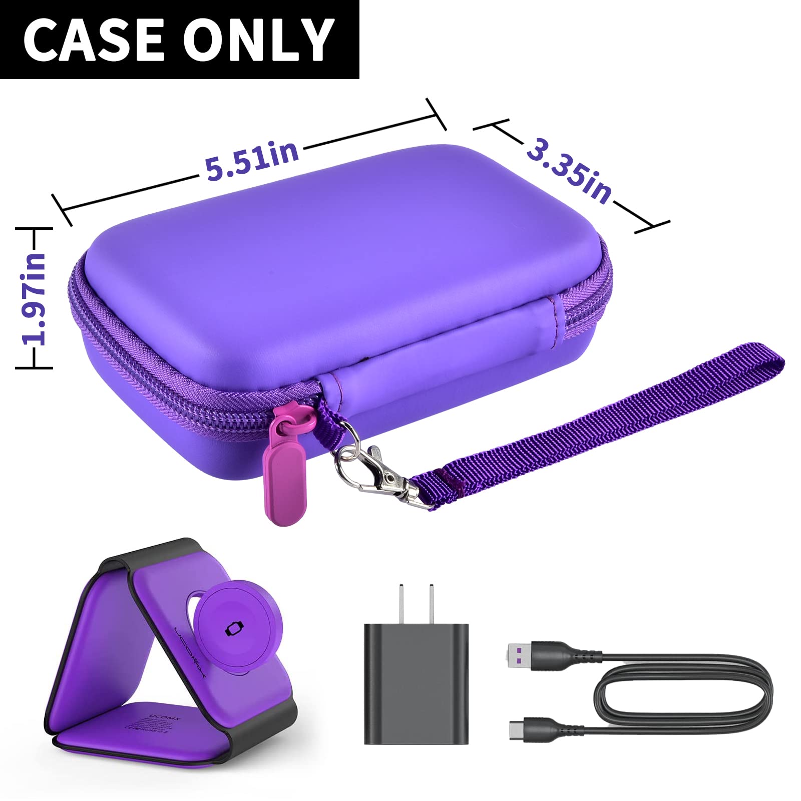 Travel Case for UCOMX for Nano/for Iseyyox/for LISEN/for RTOPS 3 in 1 Wireless Charger, Foldable Magnetic Charging Station Storage Holder Bag for Fast Charge Pad Cable and Adapter, Purple-Box Only
