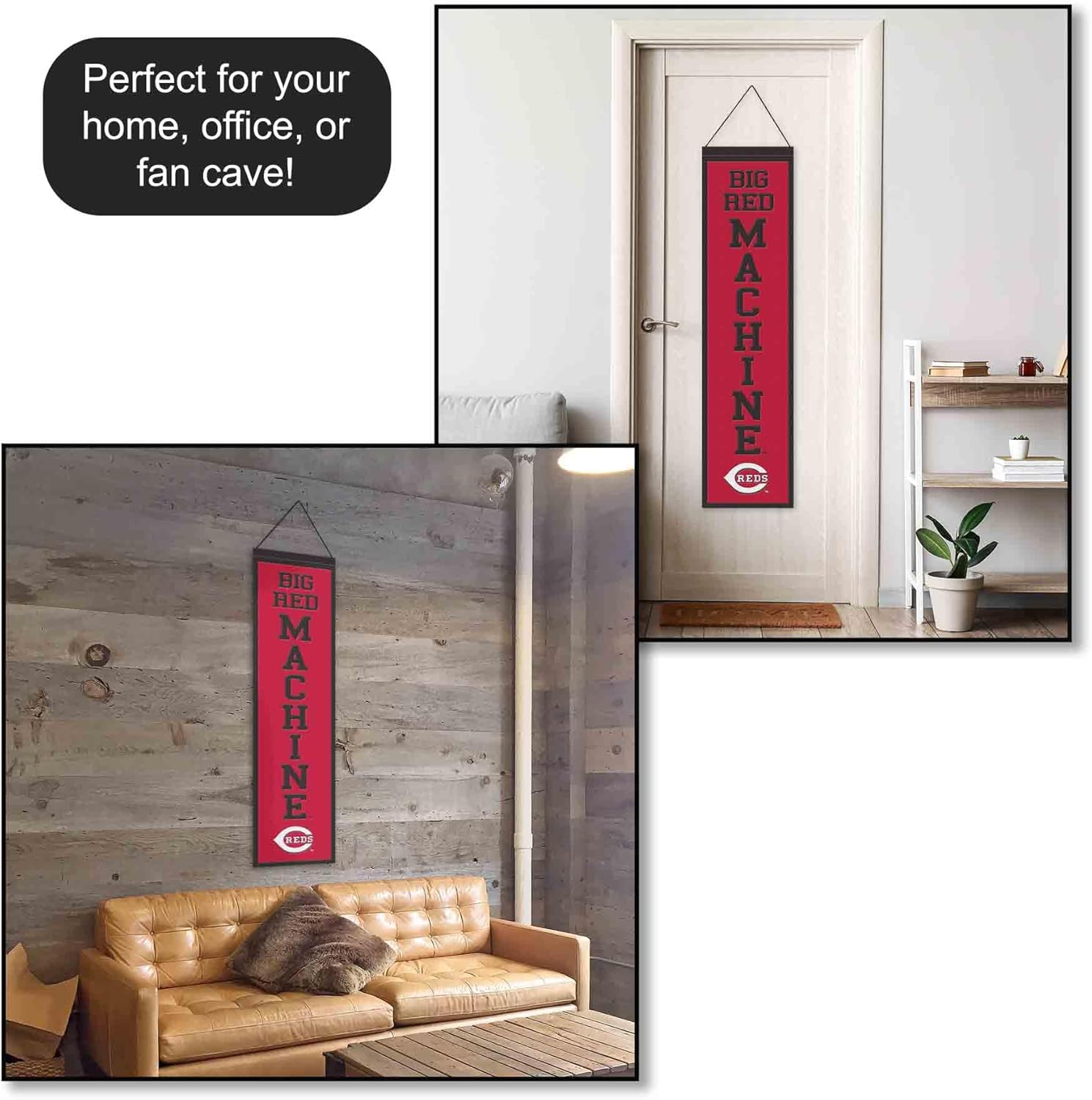 WinCraft Cincinnati Reds Big Red Machine 8x32 Inch Vertical Wool Embroidered Hanging Banner