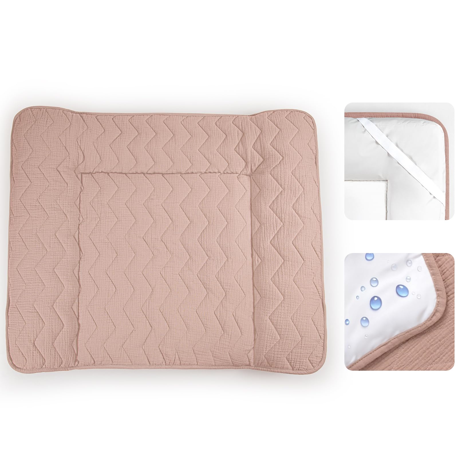 lulumoon Housse de matelas à langer pour matelas à langer 75 x 85 cm : mousseline de coton avec grande capacité d'absorption - Dos anti-fuite - Matelas à langer lavable pour bébé