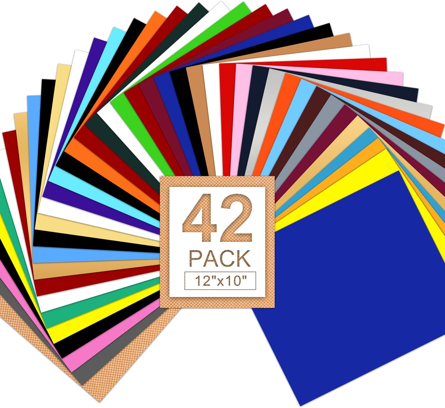 HTV Heat Transfer Vinyl Bundle : 42 Pack 12" x 10" Sheets Iron on Vinyl，30 Assorted Colors Heat Transfer Vinyl for DIY Iron on Fabrics T-Shirts