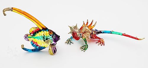 Miniatura 4 de Bandera de vidrio soplado a mano de color artístico Peces VS lagarto Animales en miniatura Pequeñas figuras coleccionables decorativas y regalos