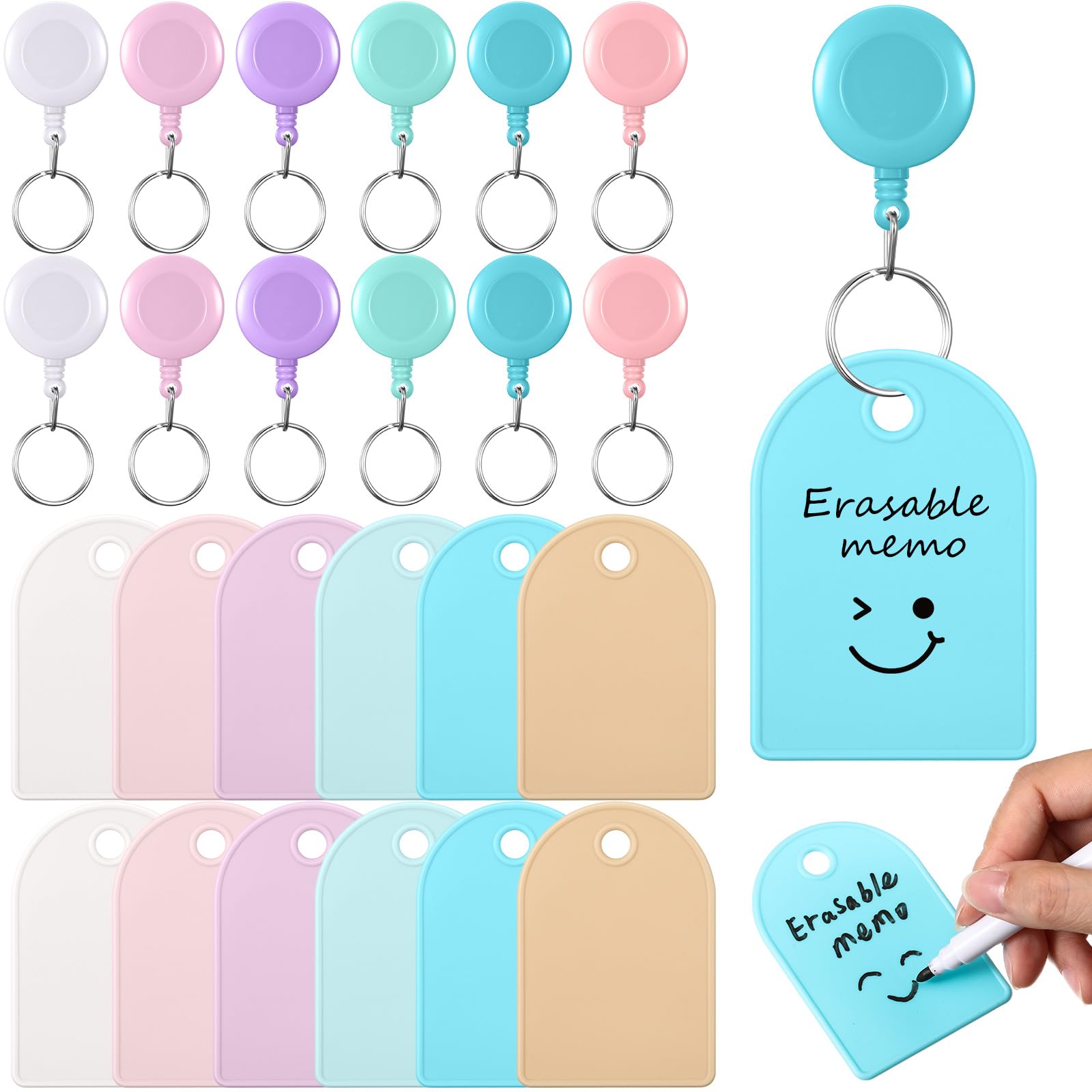 Skyygemm 12 Sets Nurse Erasable Notepad with Retractable Badge Reel Silicone Reusable Notebook to Do List Memo Notepad Gifts for Nurses Week Doctors