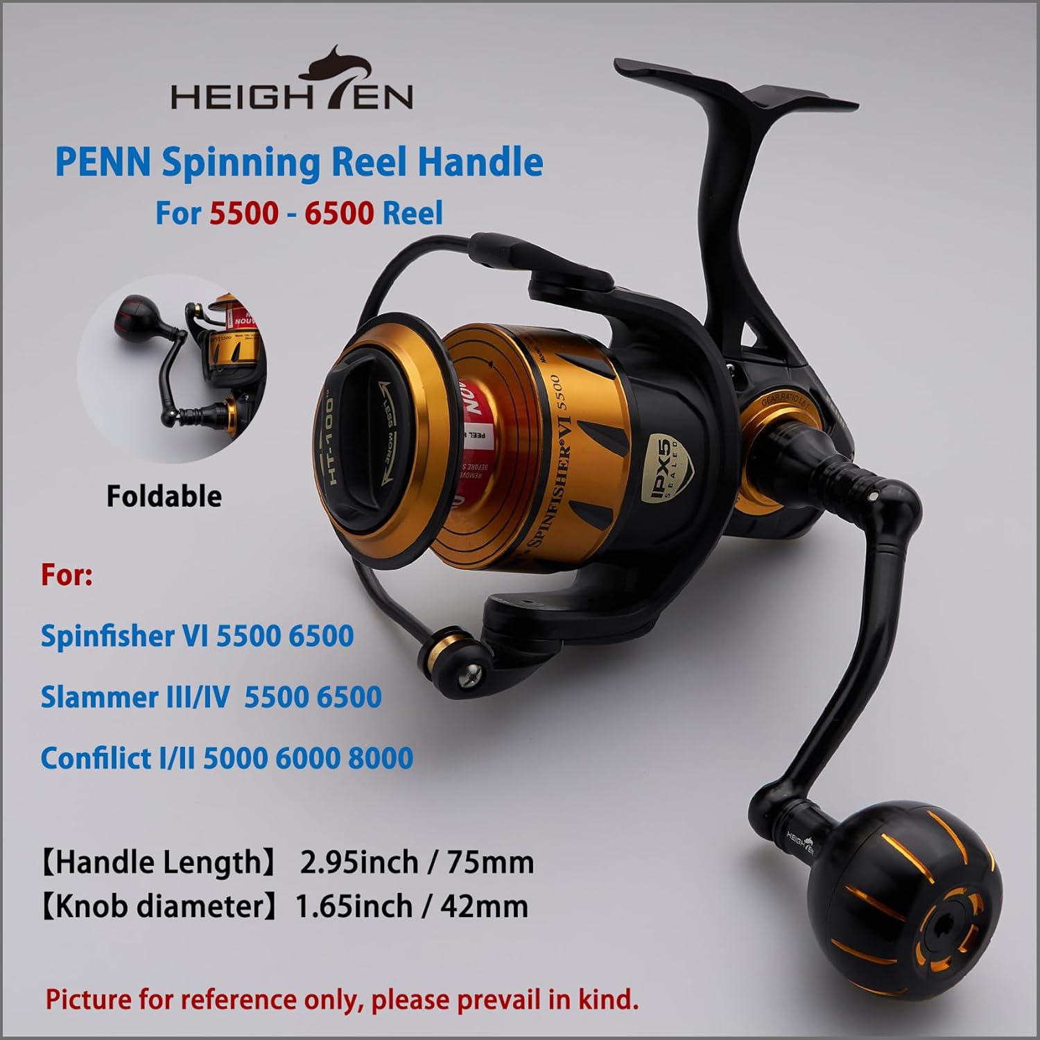 Fishing Reel Handle for Penn Spinfisher VI/Slammer III IV/Battle II III DX/Pursuit III IV/Fierce II III